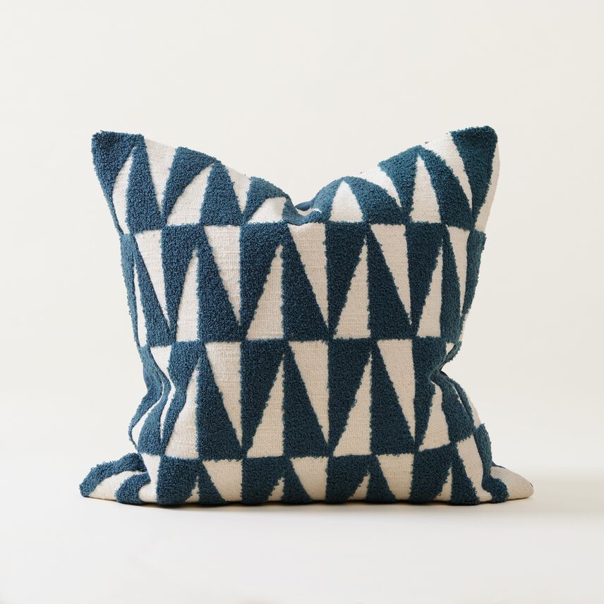 Prussian Blue Geometric Cushion
