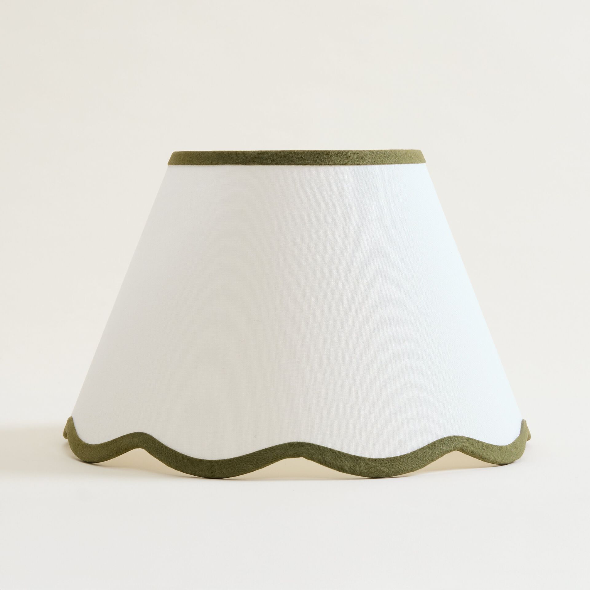 ${product-id}-Small Trimmed Jute Scalloped Edge Lampshade-Green-${view-type}