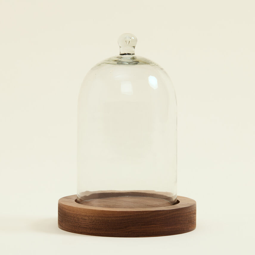 Candle Cloche With Wooden Base