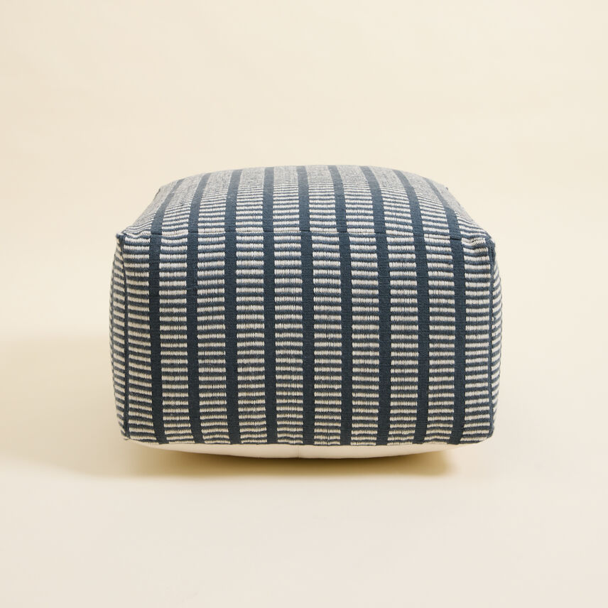 Navy Striped Woven Footstool