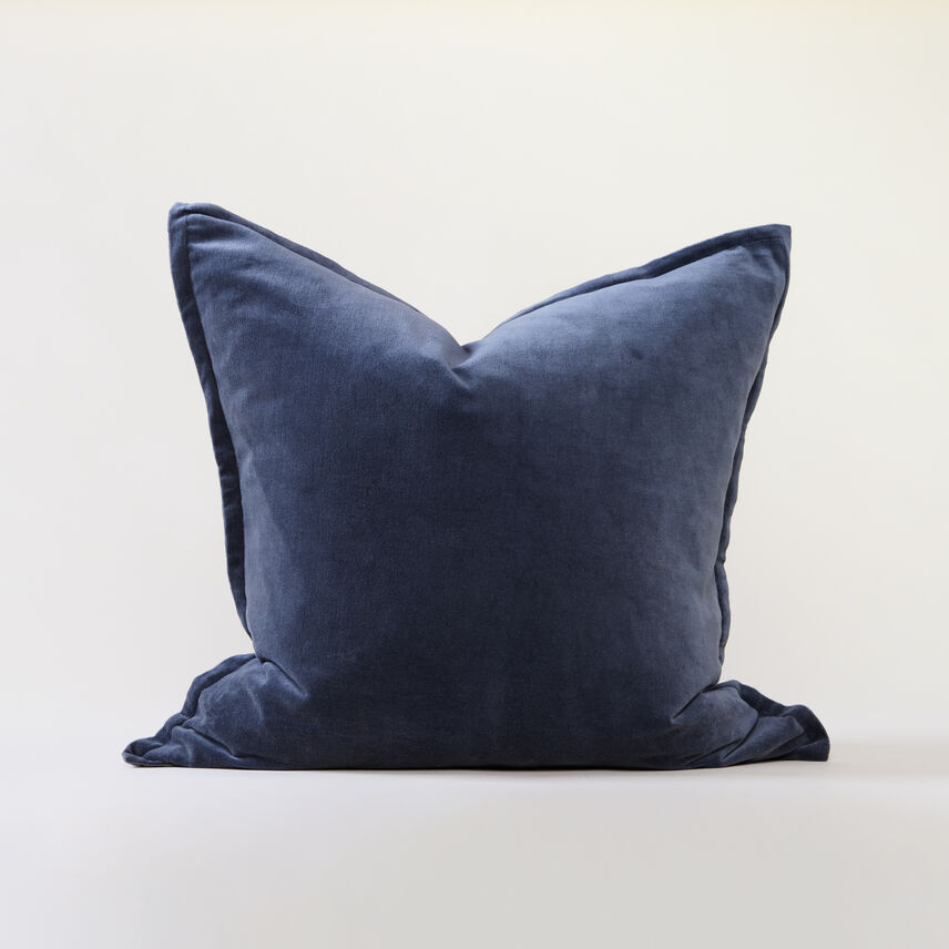 Blue Velvet Linen Blend Reversible Rhea Cushion