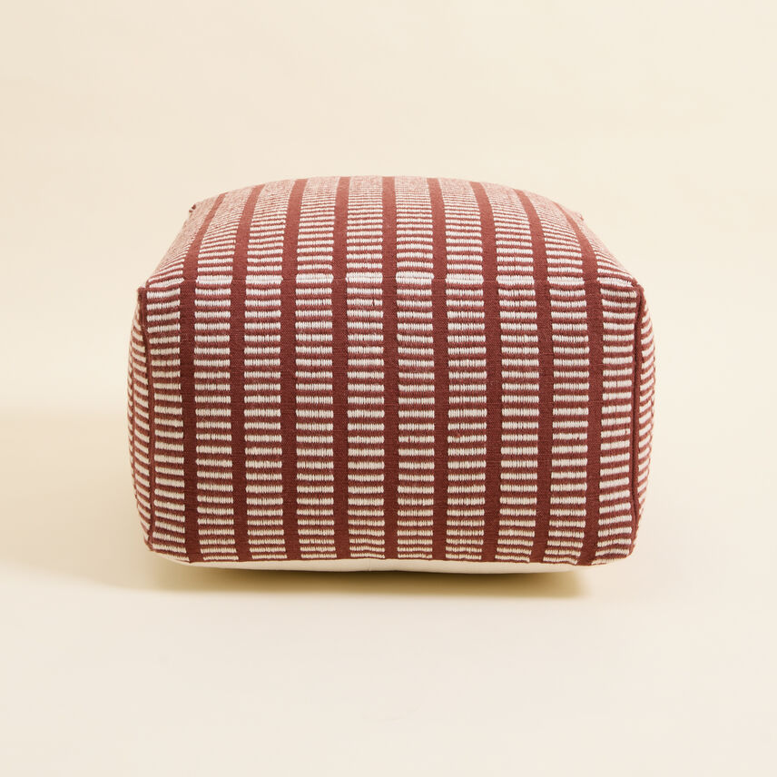 Red Striped Woven Footstool