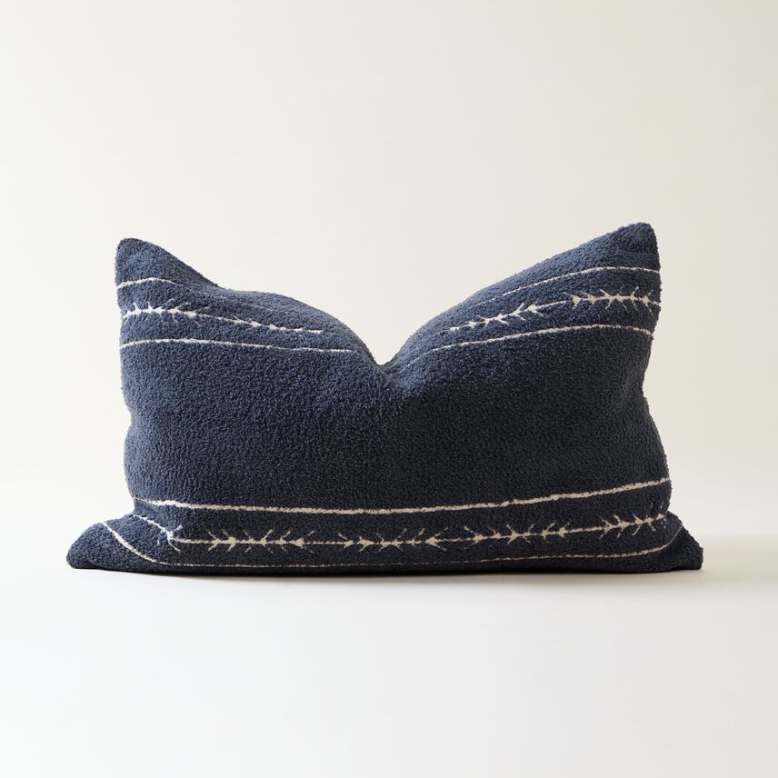 Cream Embroidered Textured Cushion