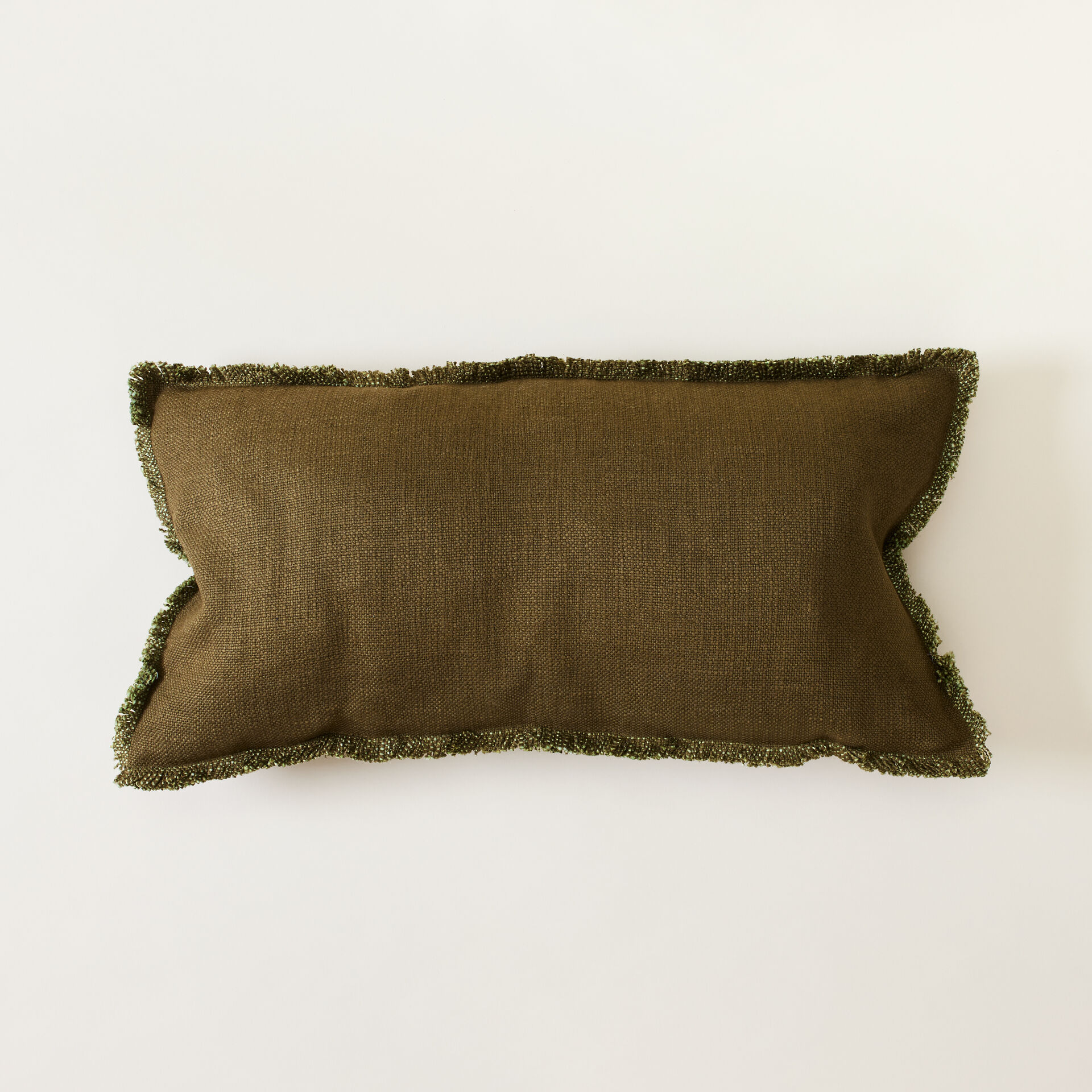 ${product-id}-Dark Green Linen Blend Fringed Bridie Lumbar Cushion-Dark Green-${view-type}