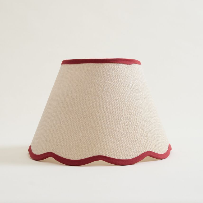 Small Red Trimmed Jute Scalloped Edge Lampshade