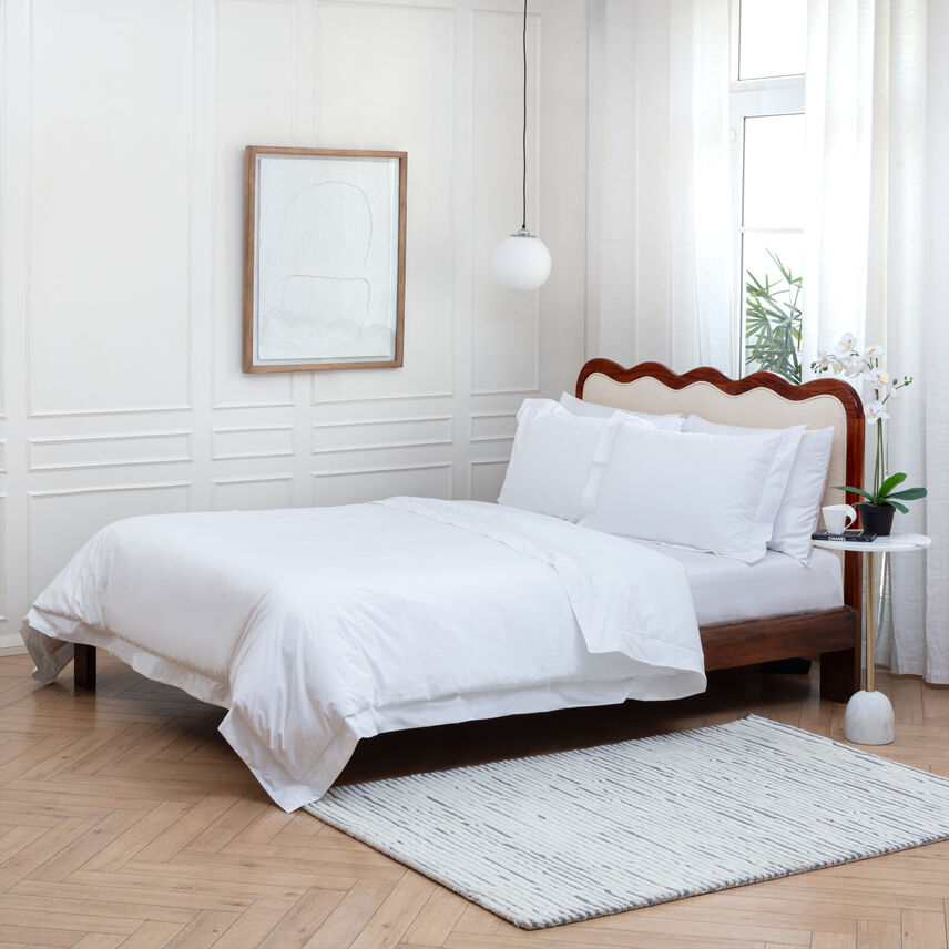 Granny Goose Satin Stitch Cotton Pillowcase Pair In White