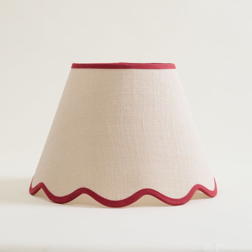 Large Red Trimmed Scalloped Edge Lampshade