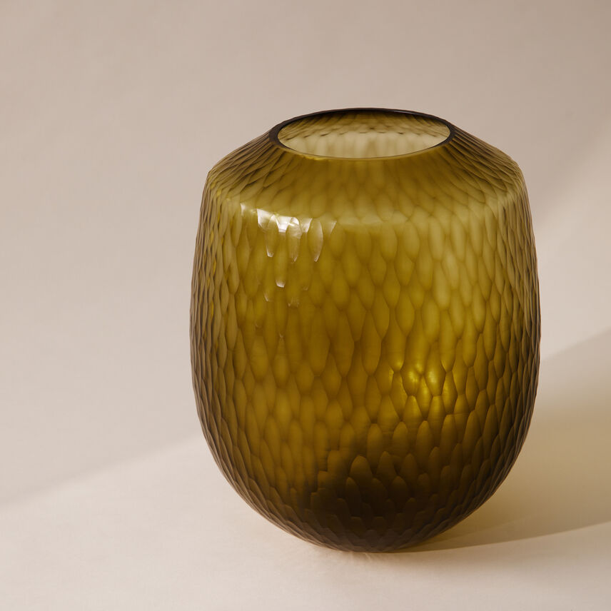 Hand Cut Glass Vase Large