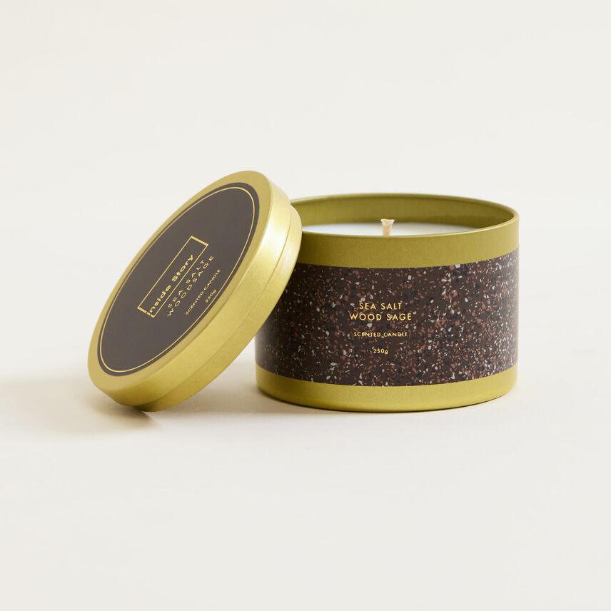 Sea Salt And Wood Sage Tin Candle