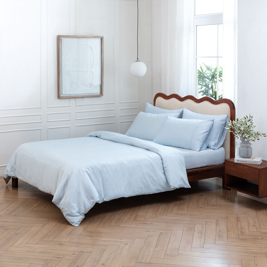 Valentina Egyptian Cotton Pillowcase In Blue 600 Thread Count