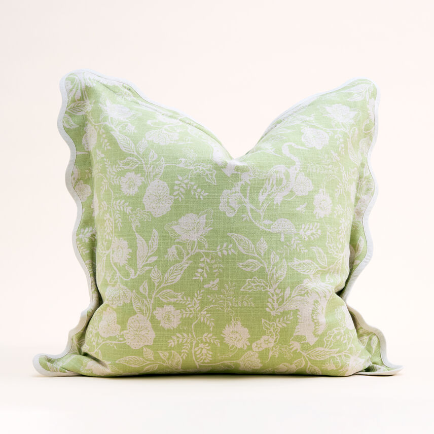Printed Floral Scalloped Edge Cushion