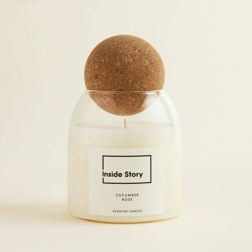 Cucumber Rose Cork Ball Candle
