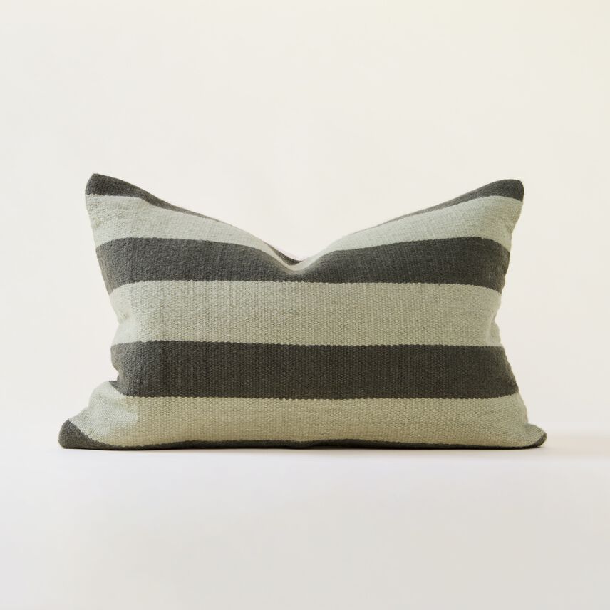 Green Two-Toned Striped Cushion