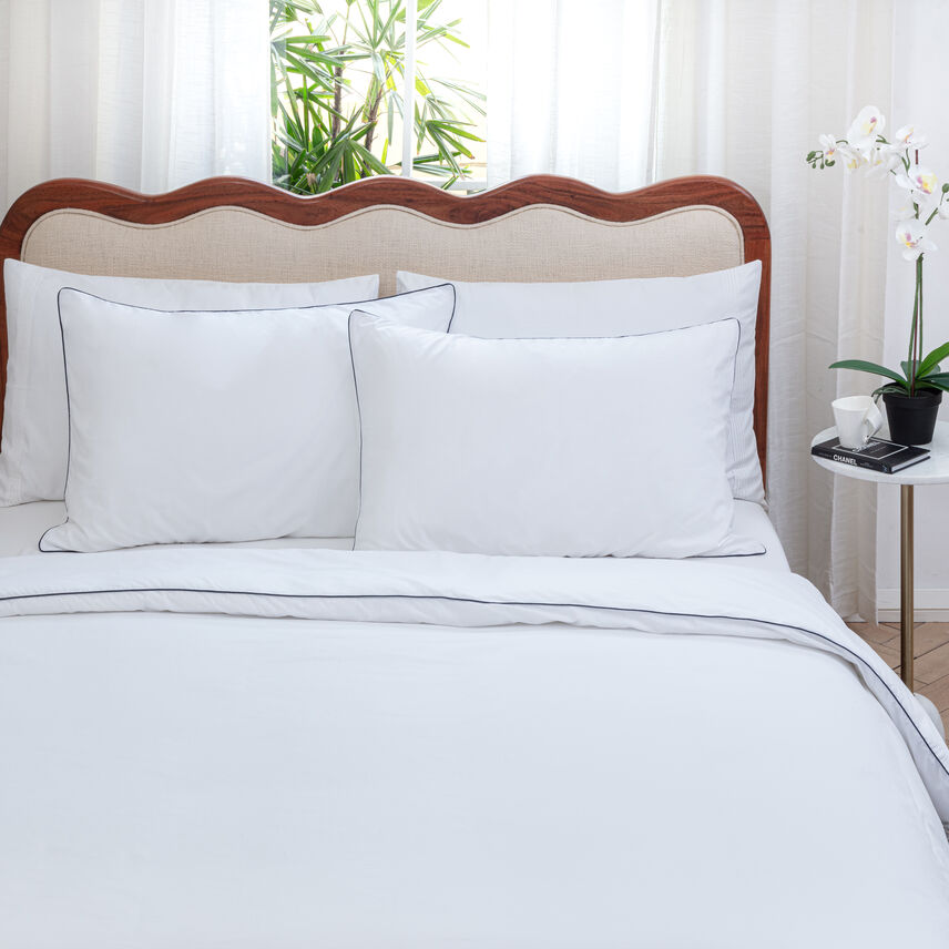 Granny Goose Cotton Duvet Cover In Navy Piped