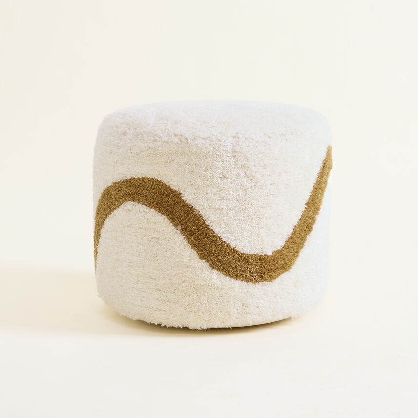Natural and Mustard Round Wavy Pouffe