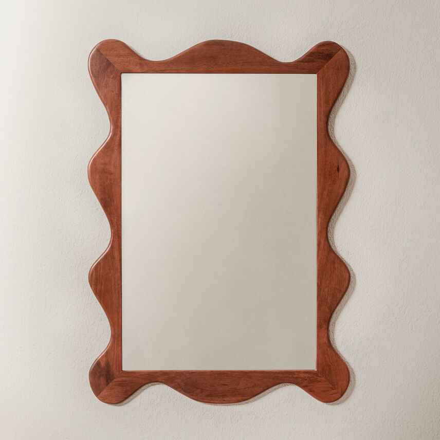 Wavy Wooden Mirror