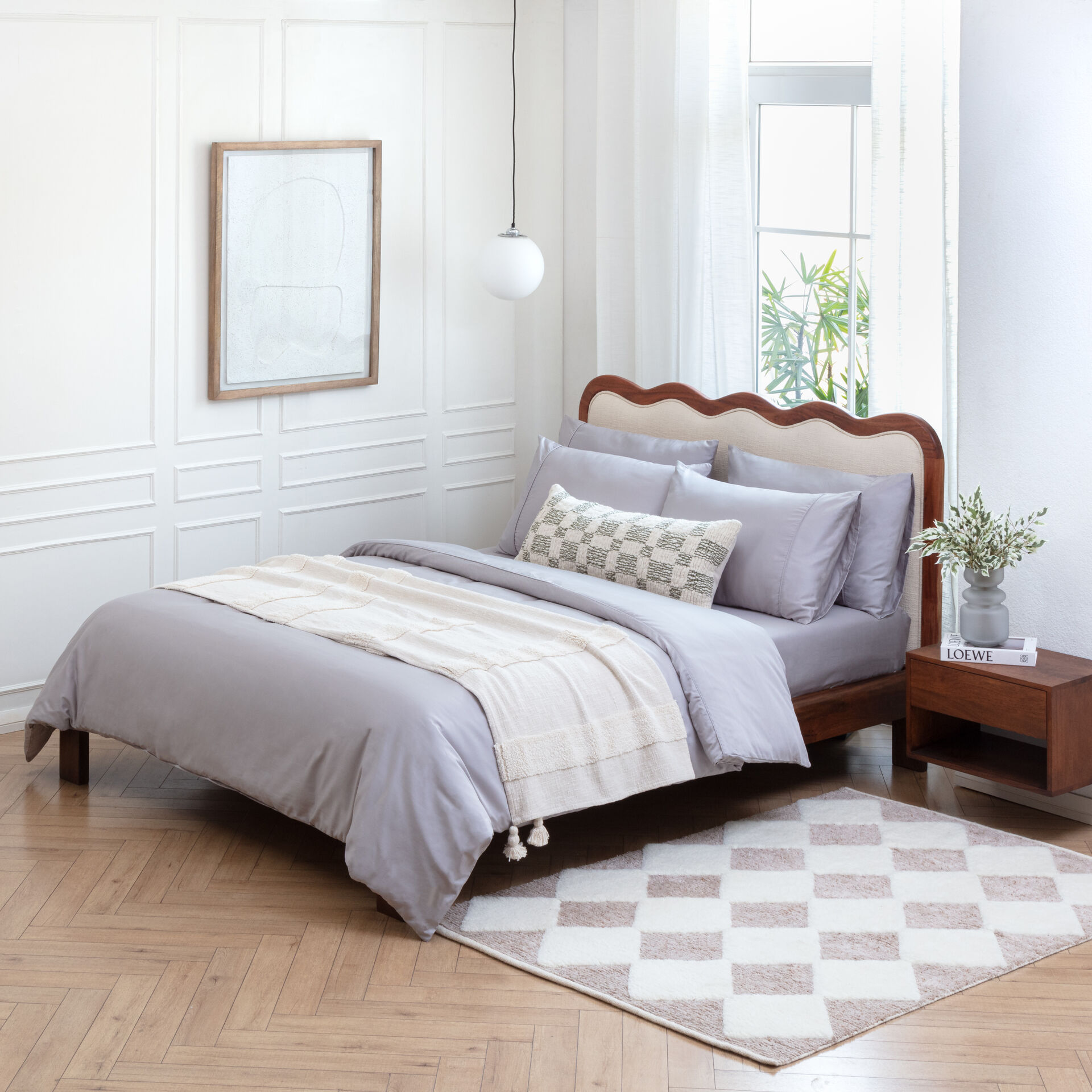 ${product-id}-Valentina Egyptian Cotton Duvet Set In Grey 600 Thread Count-Silver-${view-type}