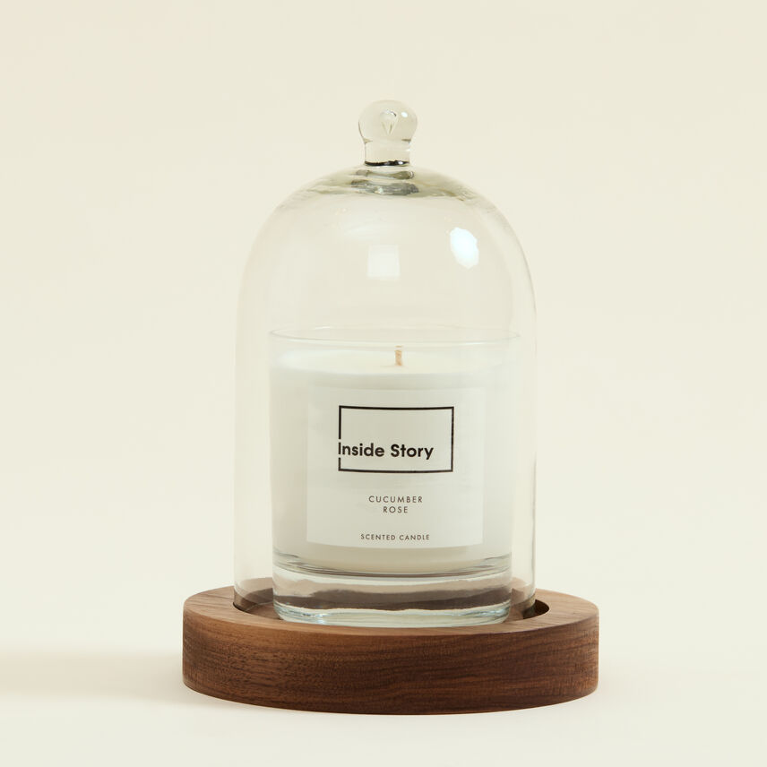 Candle Cloche With Wooden Base