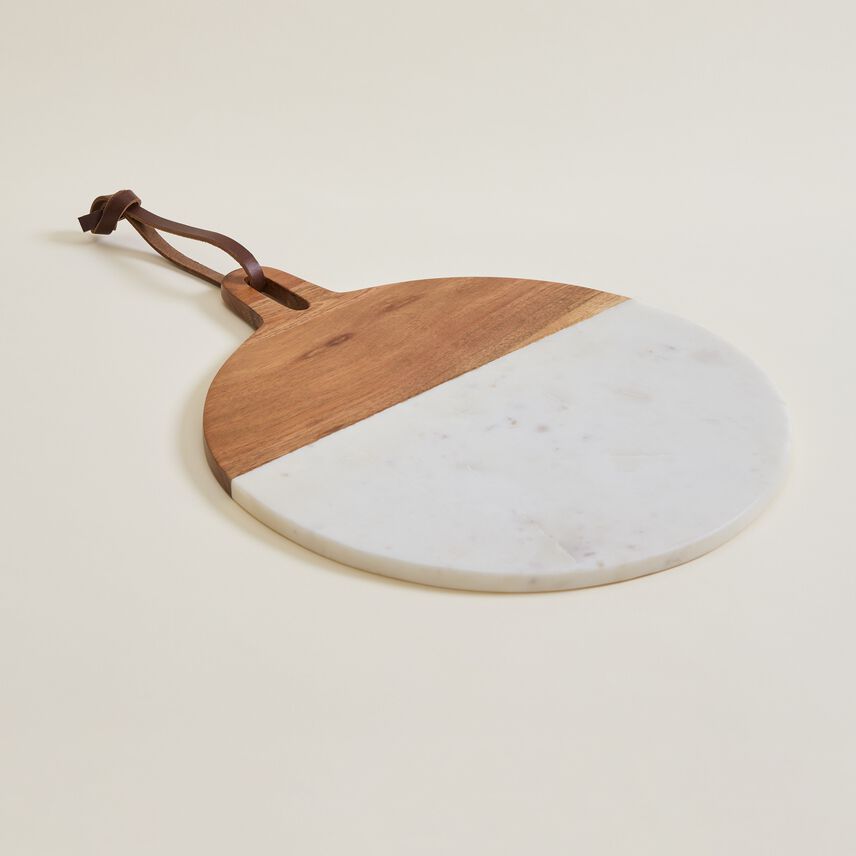 Natural Circular Marble Wooden Cheese Board