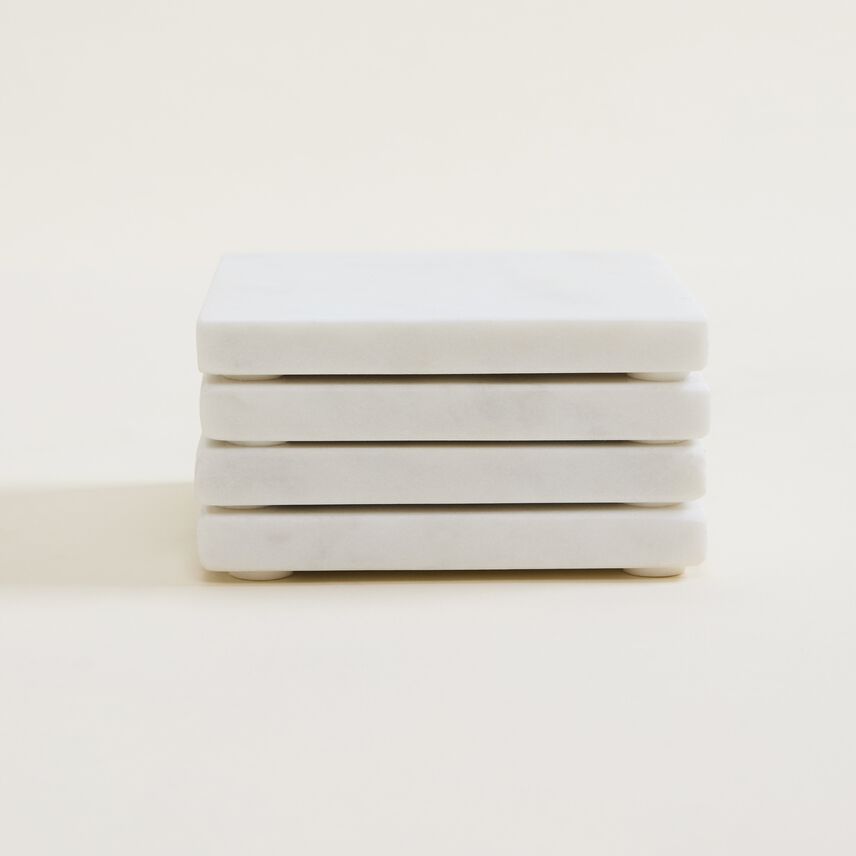 White Marble Square Coasters Set of 4