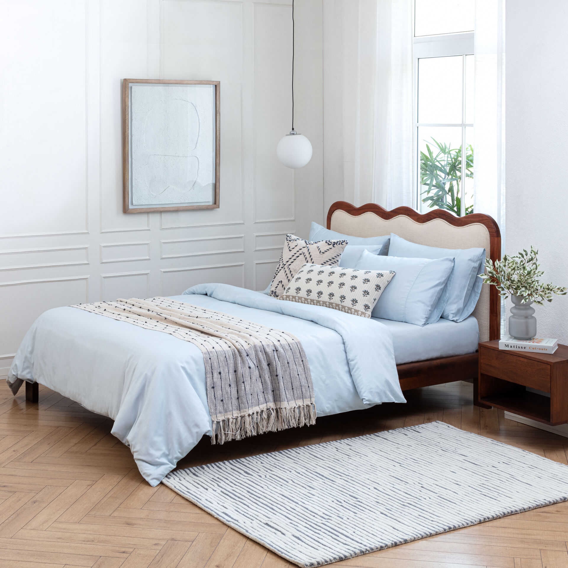 ${product-id}-Valentina Egyptian Cotton Deep Fitted Sheet In Blue 600 Thread Count-Light Blue-${view-type}