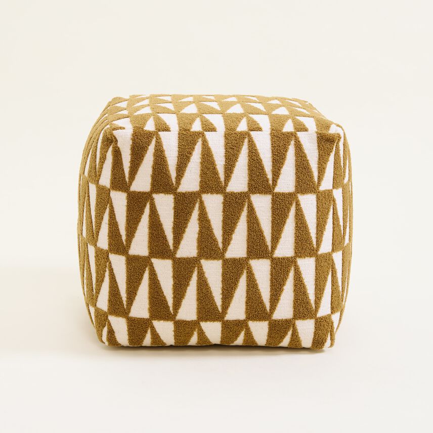 Mustard Yellow Geometric Tufted Pouffe