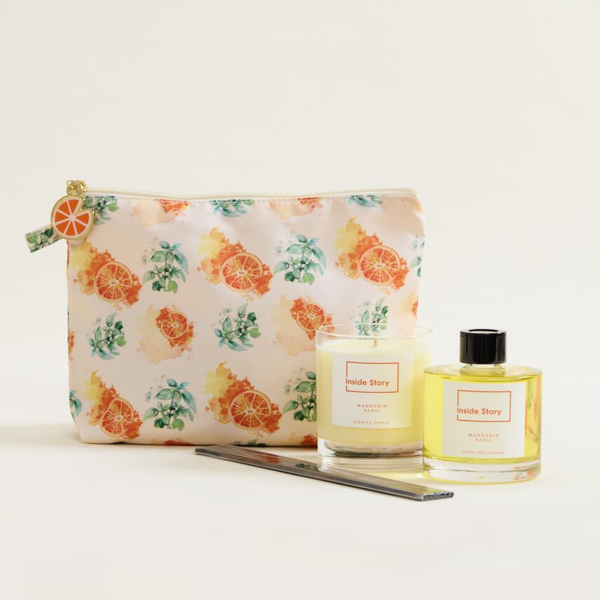 Mandarin And Basil Wash Bag Gift Set