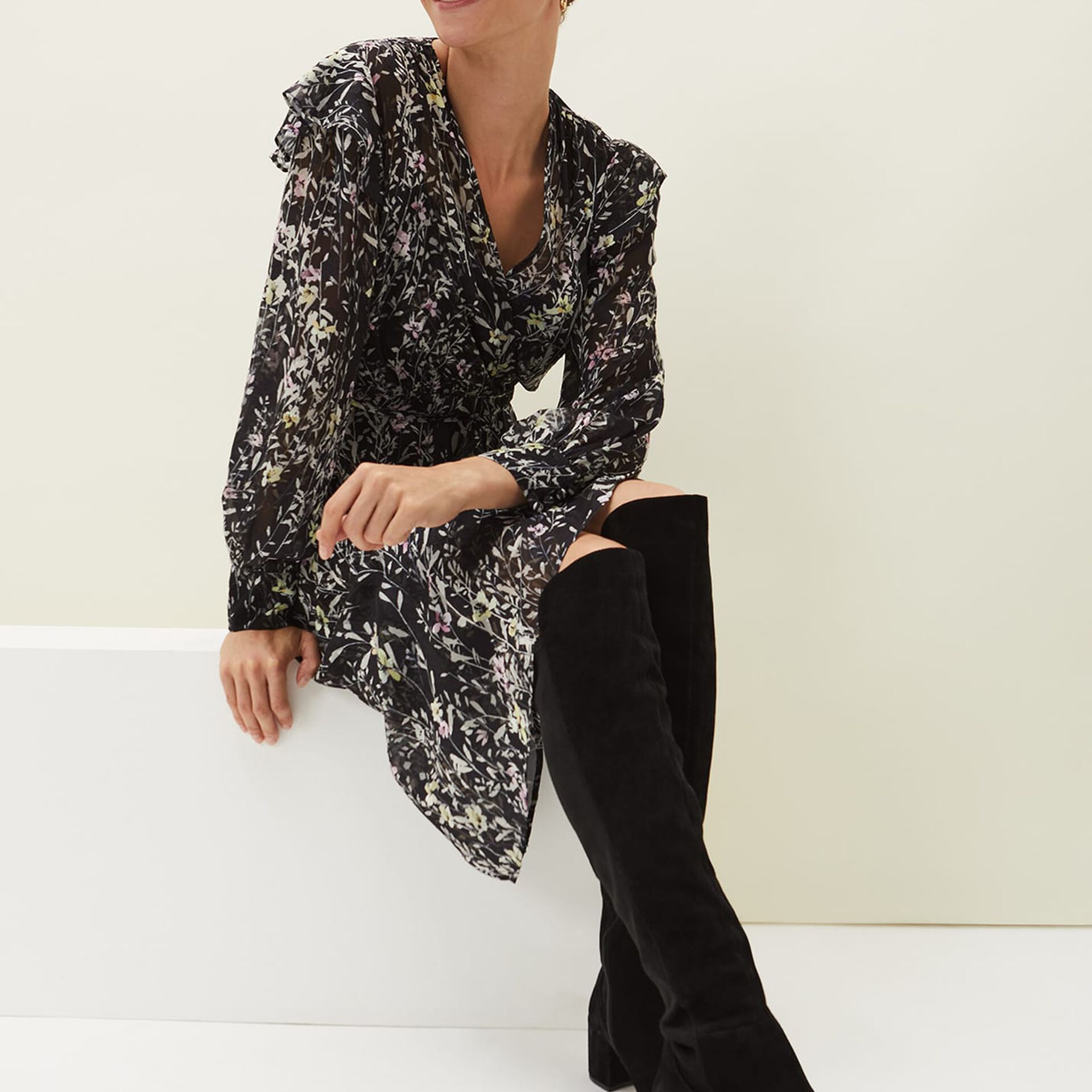 Milly Black Suede Knee Boots