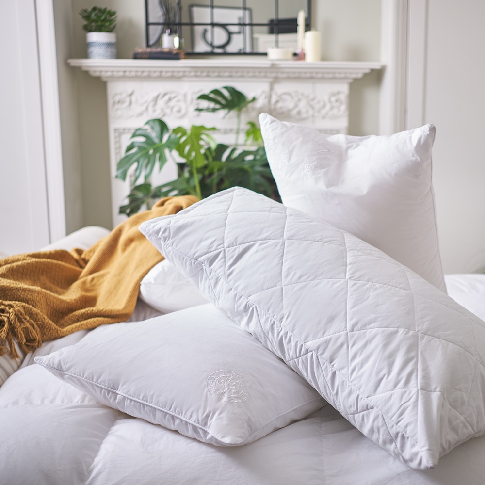 Pillows and duvets on a bed