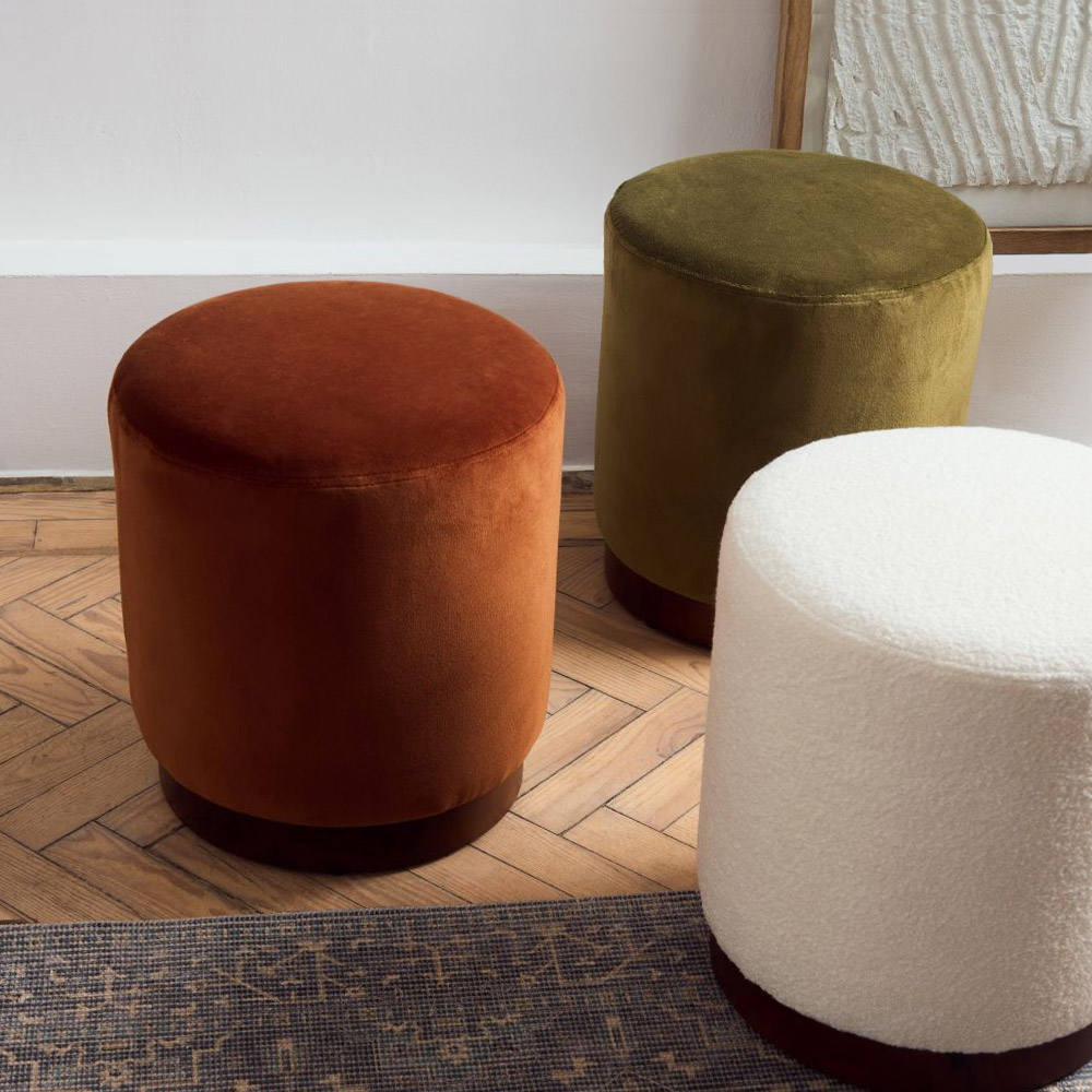 Three Footstools in different colours